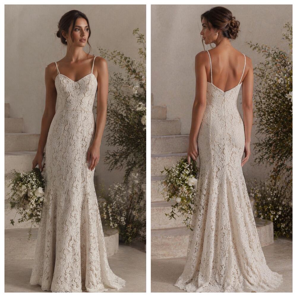 Watters & Watters BHLDN Ivory Lace Trumpet Wedding Gown Size 0 NWT